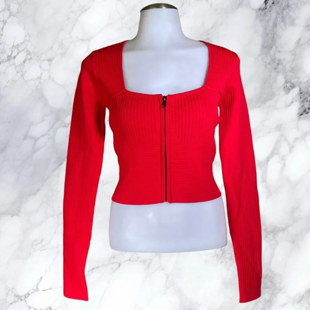ALL THE WAYS Victoria Bustier Crop Top in Red